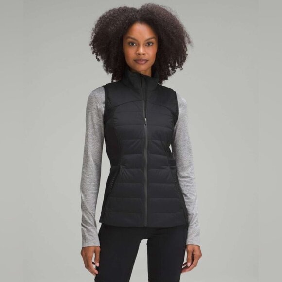 Lululemon Black Down For It All Puffer Vest - 4, has embroidery on back! - Picture 2 of 16